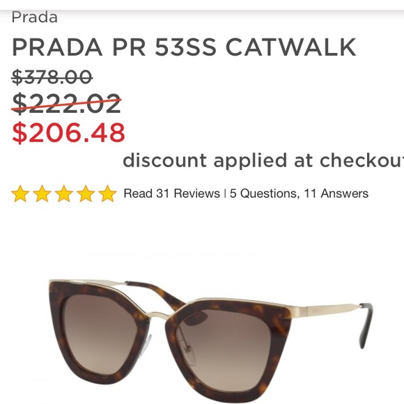 Prada Pr 53SS Catwalk Sunglasses - Picture 7 of 7